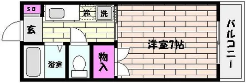 中御影ハイムⅡ【1階】の間取り