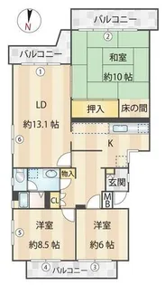 シャルム六本松【3階】の間取り