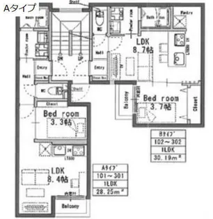 リアンデ脇浜【102号室】の間取り