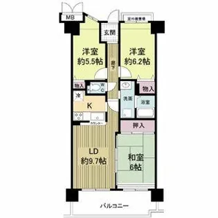 グレ-シィ須磨アルテピアⅢ番街1期棟【9階】の間取り