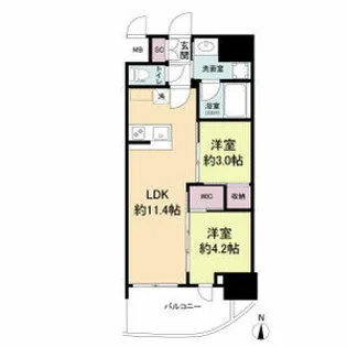 セレニテフラン梅田【0202号室】の間取り