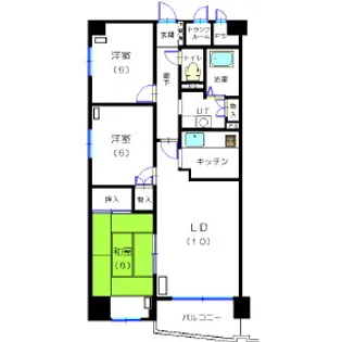しんたくハイツ南大通F【3階】の間取り