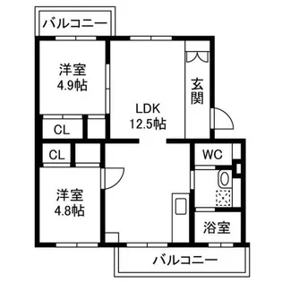 浅川1100棟【308号室】の間取り