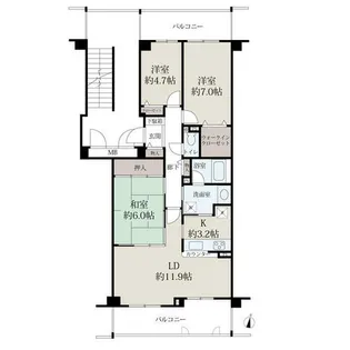 ローレルスクエア登美ヶ丘第Ⅰ期8番館【4階】の間取り