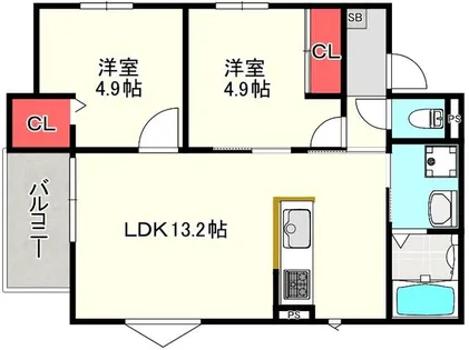 N.Maison七隈【0201号室】の間取り