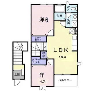 シャン・ド・フルールB【2階】の間取り