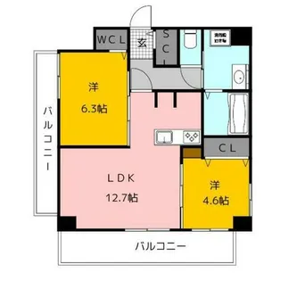 MODERN ASPIRATION 博多 CREST【601号室】の間取り