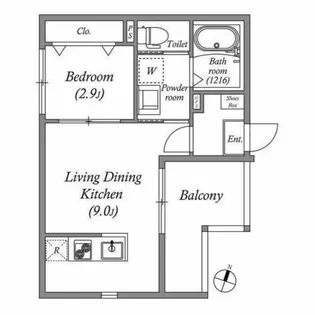 アミソレイユ長田【0102号室】の間取り