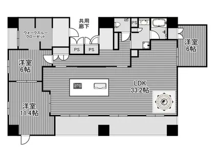 ローレルタワー心斎橋【23階】の間取り