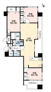 アクタス渡辺通パークシティ【14階】の間取り