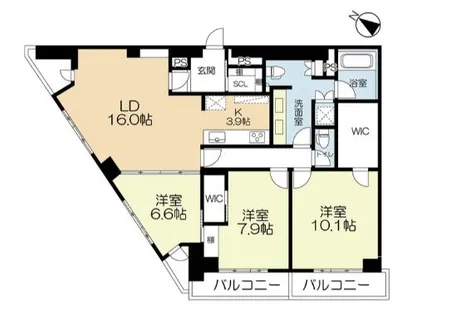 ラクレイス西新レジデンシャルタワー【19階】の間取り