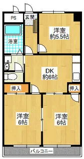 ライフ・モア本城C棟【303号室】の間取り