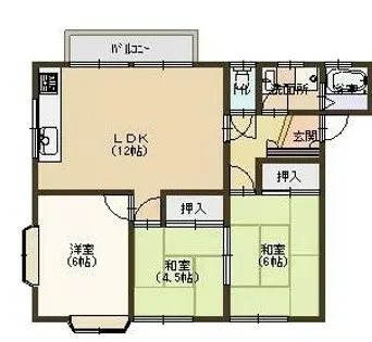メゾン北ノ坪【1-1号室】の間取り