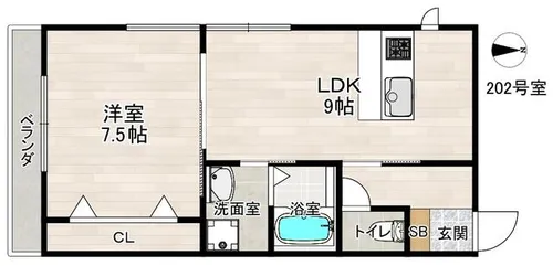 メゾン木の本【202号室】の間取り