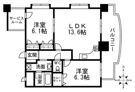イーストコート箱崎【4階】の間取り