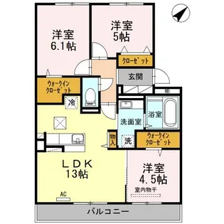 ボヌール・ロジュマン E棟【105号室】の間取り