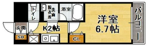 ピュアドームエルクオーレ箱崎【703号室】の間取り