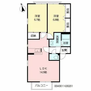 ラフィネ・香嵐 D棟【D0201号室】の間取り