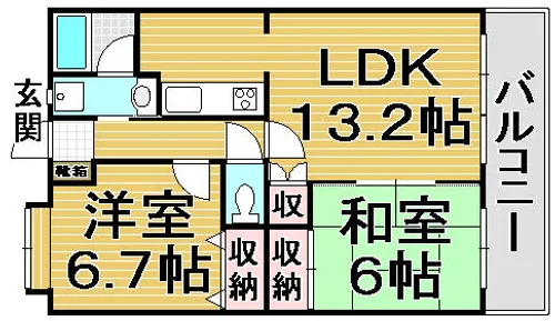 バニーメドー弐番館【401号室】の間取り