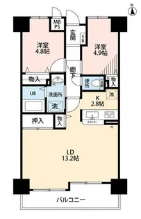 ライオンズマンションリバーサイド布施屋【804号室】の間取り