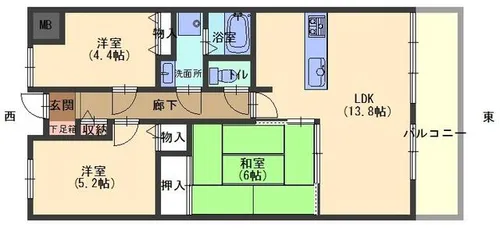 サクラメント今宿【6階】の間取り