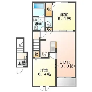 グランツコ-ト花瀬A【2階】の間取り