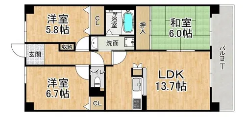 学園シティコート【18階】の間取り
