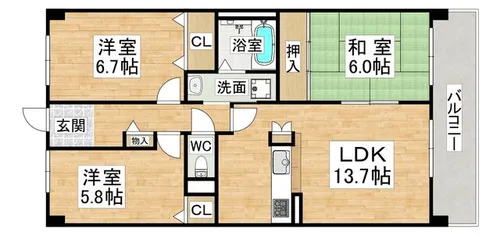 学園シティコート【18階】の間取り