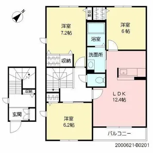 パストラル久留米 B棟【B0201号室】の間取り