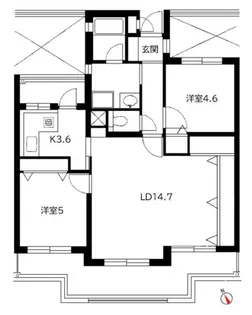 ライフヒルズ富雄【602号室】の間取り