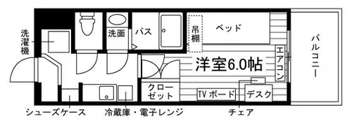 学生会館 エスリード カレッジゲート近大前【4階】の間取り