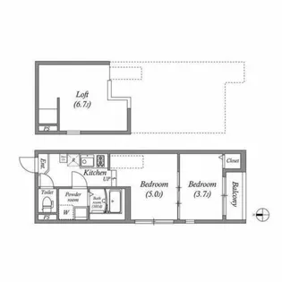 ハーモニーテラスフォース椥辻【0101号室】の間取り