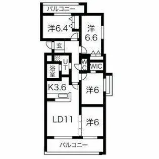 アクレール小笹南坂【401号室】の間取り