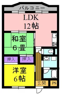 シュロス越地【4階】の間取り