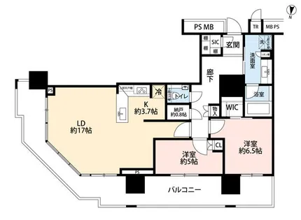 プラウドタワー名古屋錦【6階】の間取り