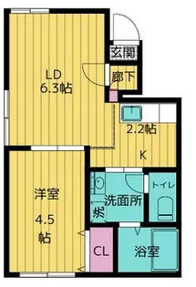 アグレアーブル南6条【3階】の間取り