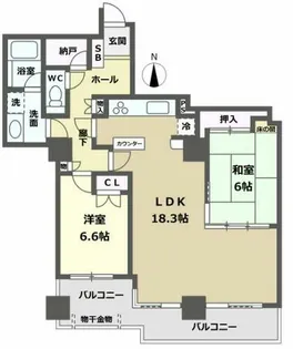 リベーラガーデンイーストタワー【1603号室】の間取り