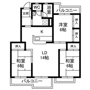 向山1000棟【2階】の間取り