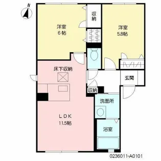 ヴィラシャーメゾン行橋 クアルト【A0101号室】の間取り