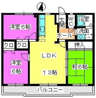 エクセレント岩室【2302号室】の間取り