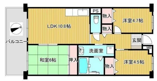 灘の濵住宅5号棟【6階】の間取り