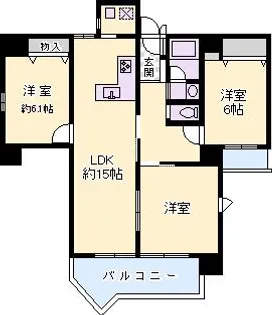 千里山ロイヤルマンション A棟【611号室】の間取り