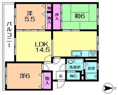 学園前サンハイツ【2階】の間取り