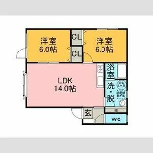 エコヒルズ A【102号室】の間取り