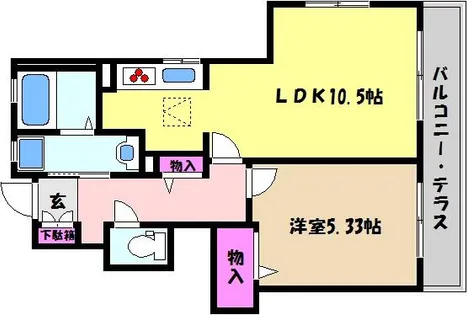 ラ・プリューム【1階】の間取り