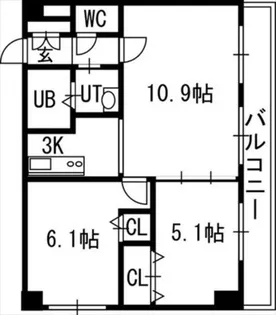 グランカーサ南11条【3階】の間取り