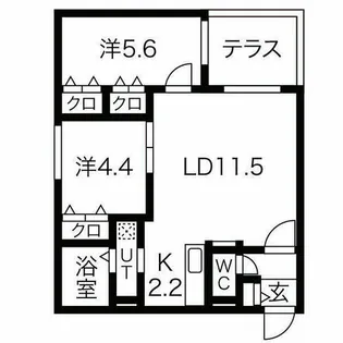 ブランシャールCIEL学園前【1階】の間取り