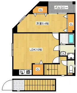 南加賀屋貸家【2号室】の間取り