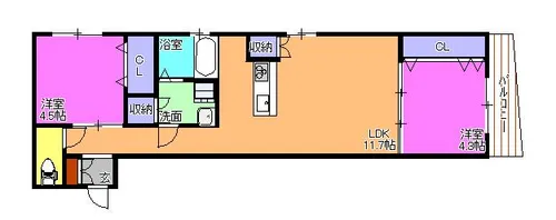 ブロンテ東加古川【1階】の間取り