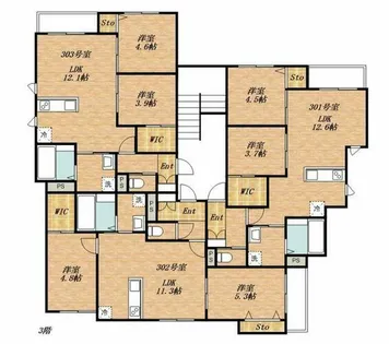 プレガーレ白木原駅前【3階】の間取り